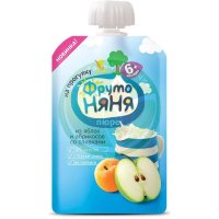 Фрутоняня пюре 90г. яблоко + абрикос + сливки сах. дойпак