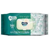 Аура фэмили салфетки влажные №144 а/бактериал.