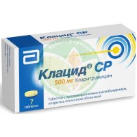 Клацид ср таблетки покрытые пленочной оболочкой с пролонгированным высвобождением 500мг №7