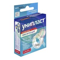 Унипласт лейкопластырь фиксирующий 1,25х500см прозрач