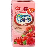 Фрутоняня 200мл. морс клюква + малина 5 + мес.
