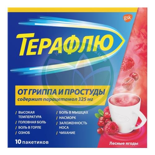 Терафлю порошок для приготовления раствора для приема внутрь 11,5г №10 лесные ягоды купить в Ейске