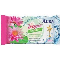 Аура тропик коктейль салфетки влажные №15 освежающ.