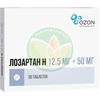 Лозартан н таблетки покрытые пленочной оболочкой 12.5мг + 50мг №30