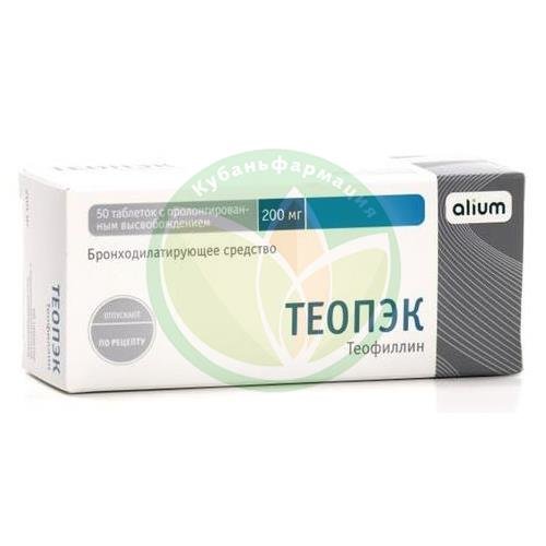 Теопэк таблетки с пролонгированным высвобождением 200мг №50 купить в Кущевском районе