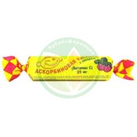 Аскорбиновая кислота с сахаром таблетки жевательные 25мг 3.0г №10 вкус малины крутка
