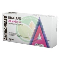 Амоксиклав квиктаб таблетки диспергируемые в полости рта 250мг + 62.5мг №20
