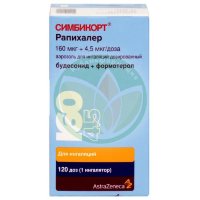 Симбикорт рапихалер аэрозоль для ингаляций дозированный 0,16мг + 0,0045мг/доза 120доз