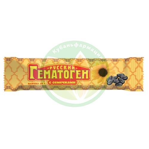 Гематоген русский плитка 40г с семечками бад купить в Северском районе