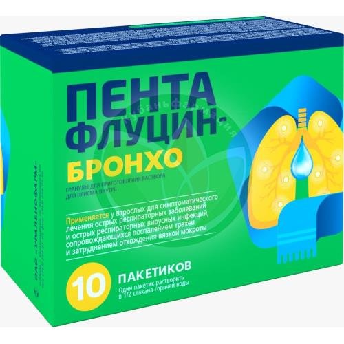 Пентафлуцин-бронхо гранулы для приготовления раствора для приема внутрь 8мг + 200мг + 500мг + 20мг + 200мг 5г №10 купить в Кавказском районе