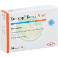 Конкор кор таблетки покрытые пленочной оболочкой 2,5мг №30