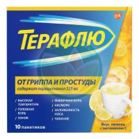 Терафлю от гриппа и простуды порошок для приготовления раствора для приема внутрь 22,1г №10 лимон