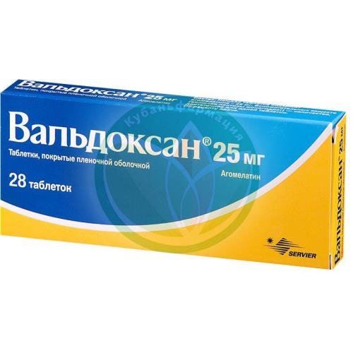 Вальдоксан таблетки покрытые пленочной оболочкой 25мг №28 купить в Выселковском районе