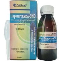Парацетамол-эколаб суспензия для приема внутрь для детей 120мг/5мл 100мл в комплекте с ложкой мерной или стаканчиком мерным или шприцем мерным