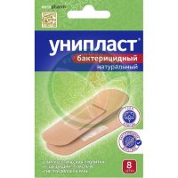 Унипласт лейкопластырь бактерицидный №8 1,9х7,2см натур