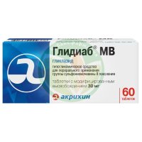 Глидиаб мв таблетки с модифицированным высвобождением 30мг №60