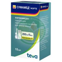 Сумамед форте порошок для приготовления суспензии для приема внутрь 200мг/5мл 16,74г /в комплекте с ложкой мерной или шприцем/