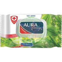 Аура фэмили салфетки влажные №120 а/бактериал. подорожник