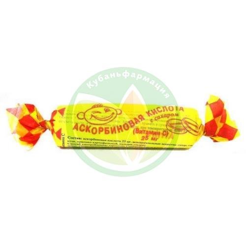 Аскорбиновая кислота с сахаром таблетки жевательные 25мг 3.0г №10 вкус классич. крутка купить в Ейске