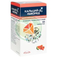 Кальций-д3 никомед таблетки жевательные 500мг + 200ме №60 клубника + арбуз