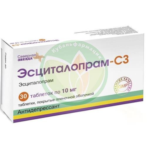 Эсциталопрам-сз таблетки покрытые пленочной оболочкой 10мг №30 купить в Крымском районе