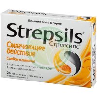 Стрепсилс таблетки для рассасывания №24 медово-лимонные