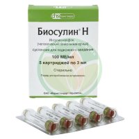 Биосулин н суспензия для подкожного введения 100ме/мл 3мл №5