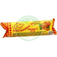 Аскорбиновая кислота с сахаром таблетки жевательные 25мг 3.0г №10 вкус апельсина крутка