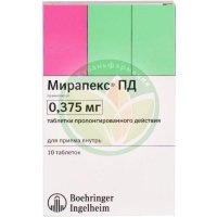 Мирапекс пд таблетки с пролонгированным высвобождением 0,375мг №10