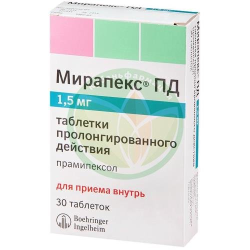 Мирапекс пд таблетки с пролонгированным высвобождением 1,5мг №30 купить в Сочи
